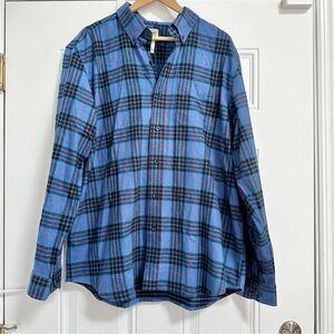 Blue Plaid Button-Up Shirt